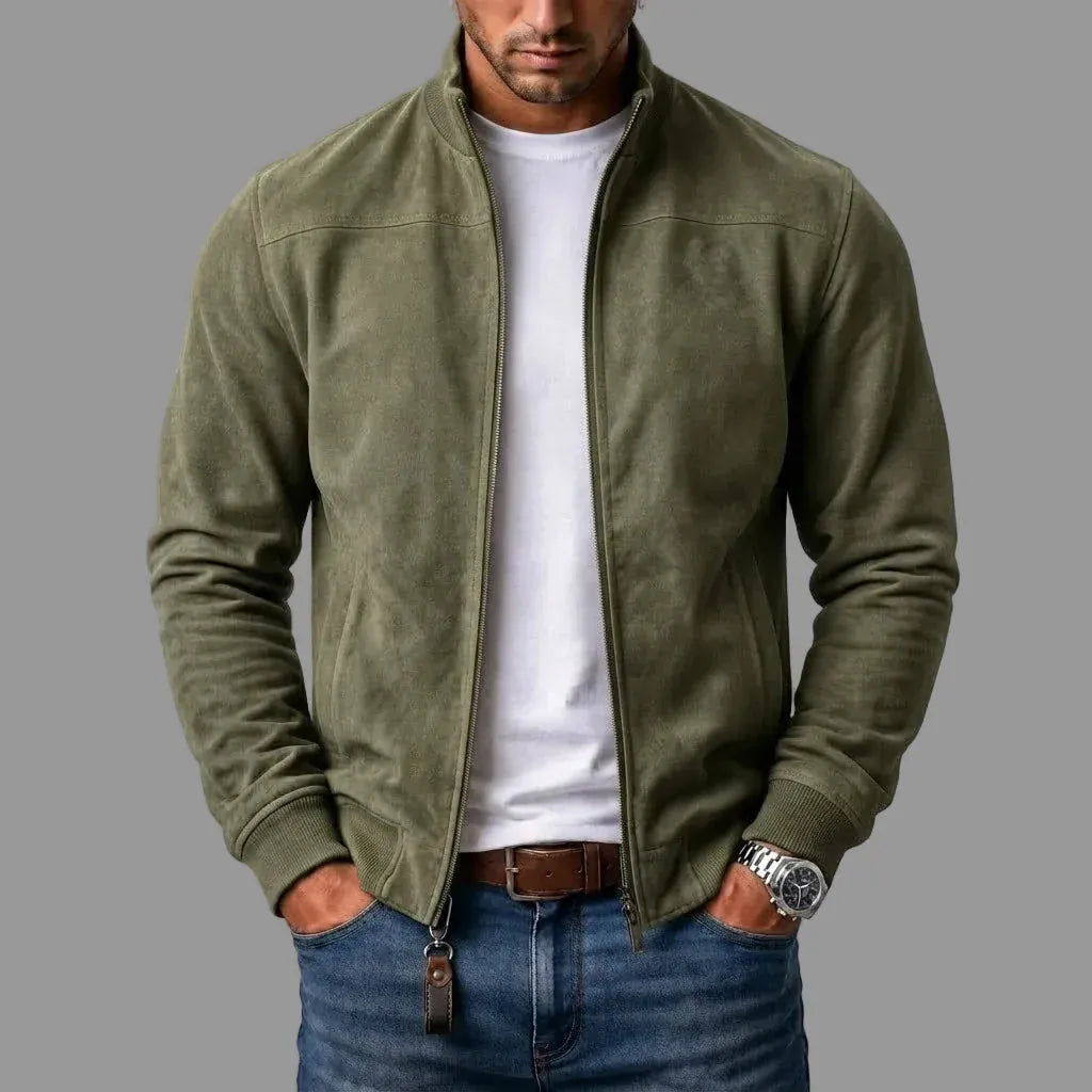 DELVANI |Suede Bomber Jacket