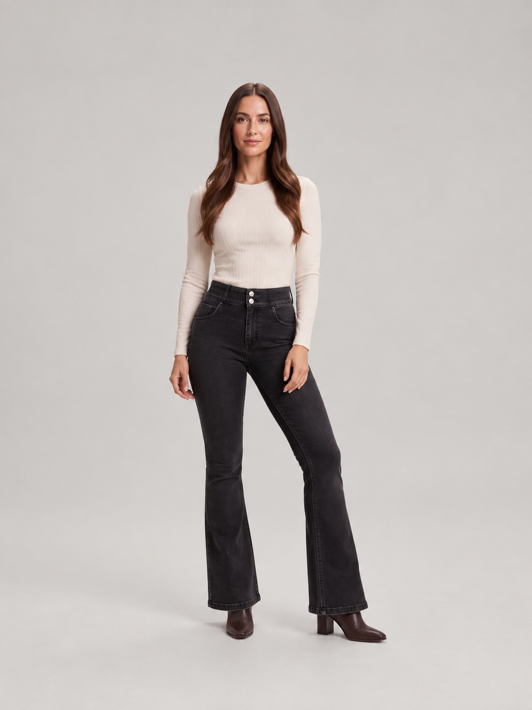 Cleona | Mid-Rise Flared Stretch Denim Jeans