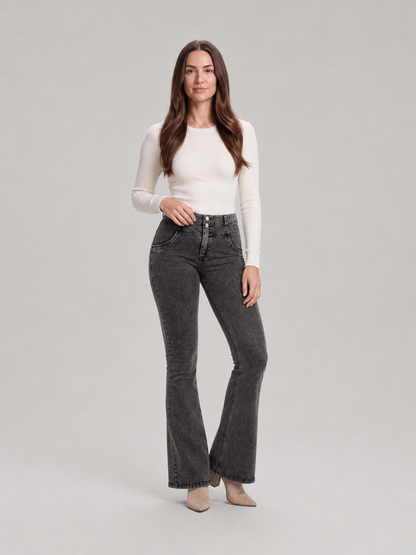 Cleona | Mid-Rise Flared Stretch Denim Jeans