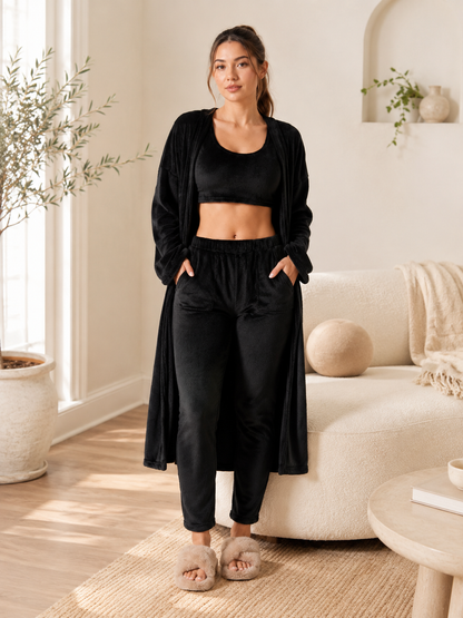 Priya | Three-Piece Plush Fleece Lounge Set