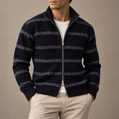 Keaton Diamond-Knit Zip Cardigan