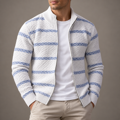 Keaton Diamond-Knit Zip Cardigan