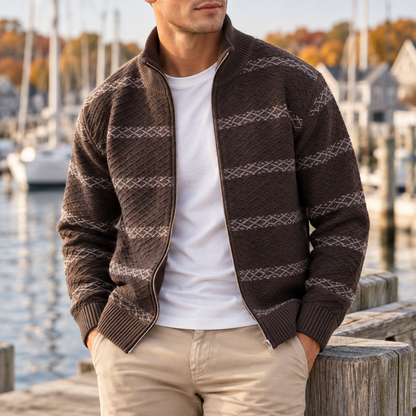 Keaton Diamond-Knit Zip Cardigan
