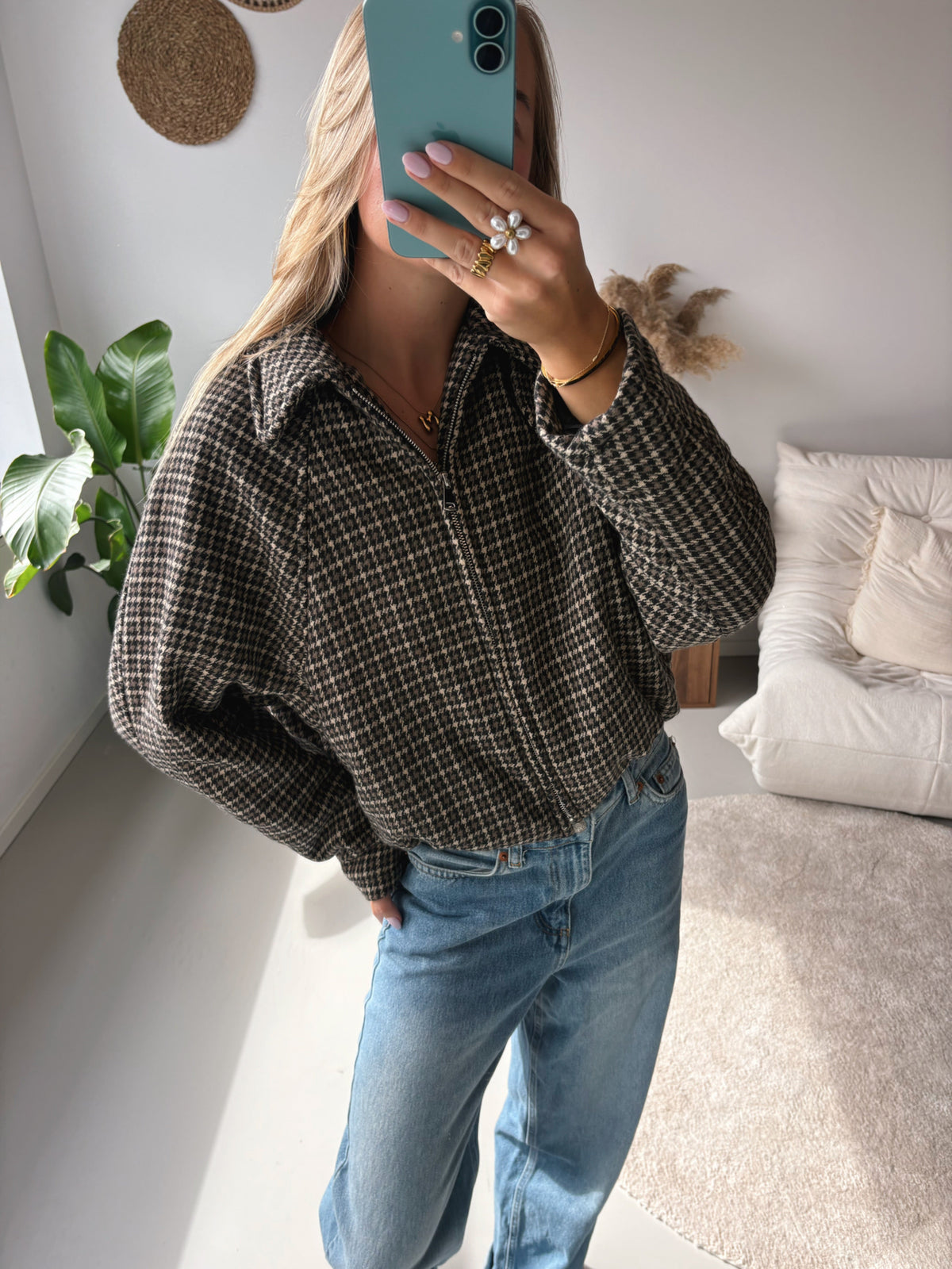Cropped Check Jacket