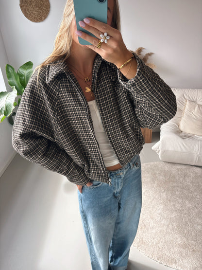 Cropped Check Jacket