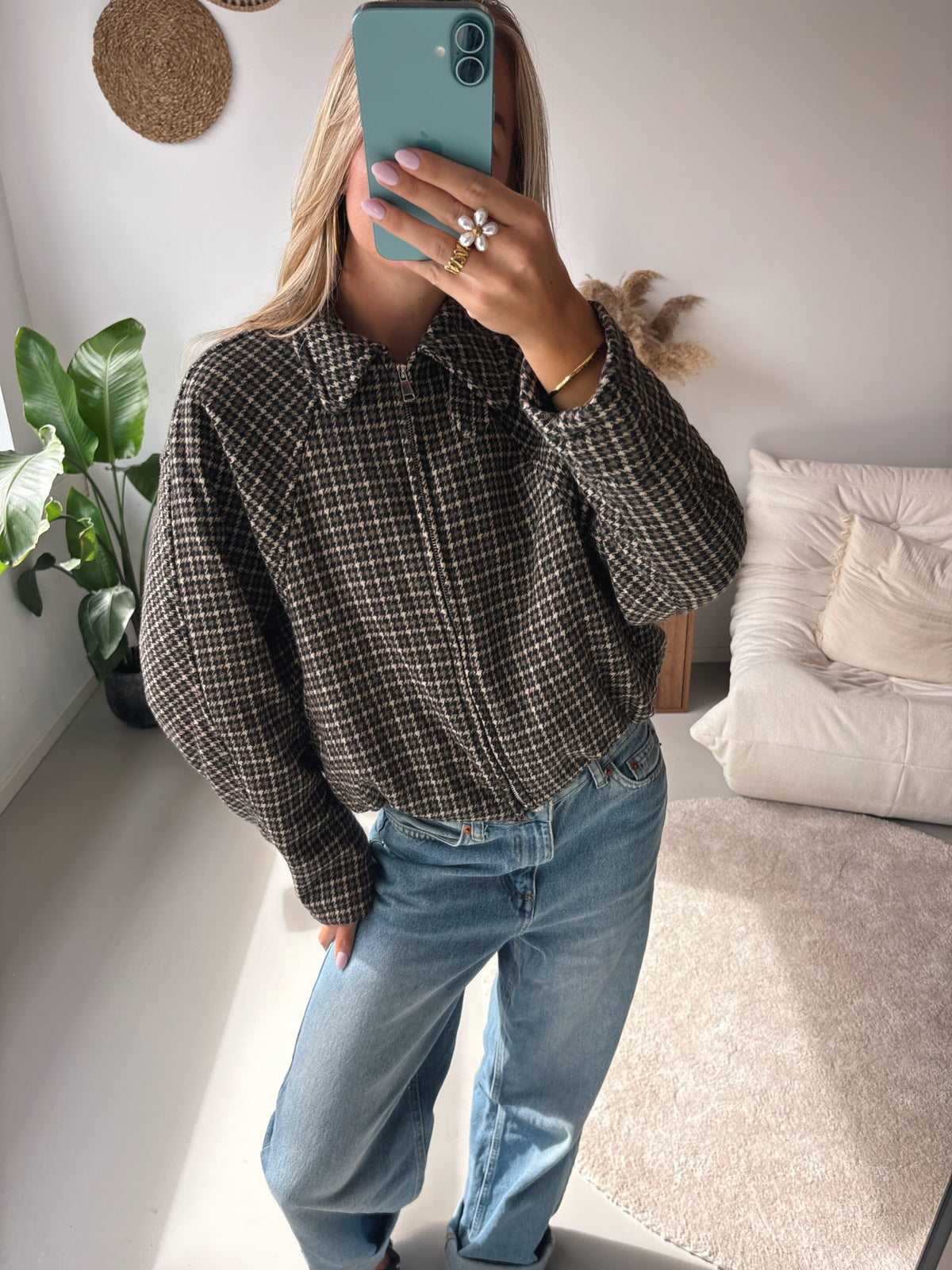 Cropped Check Jacket