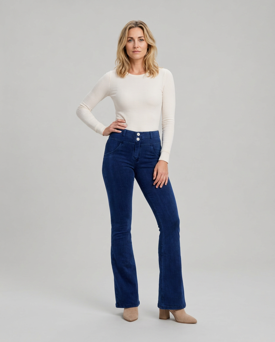 Cleona | Mid-Rise Flared Stretch Denim Jeans