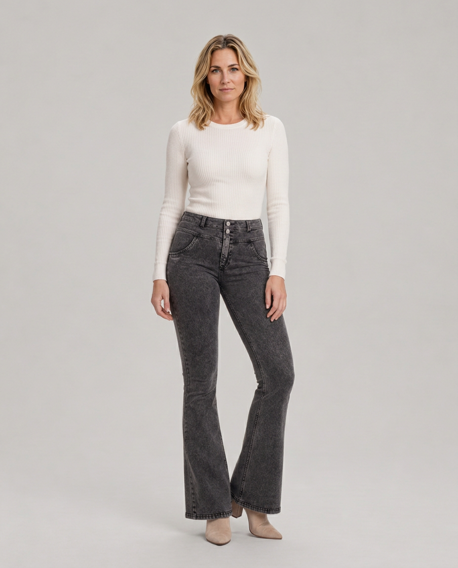 Cleona | Mid-Rise Flared Stretch Denim Jeans