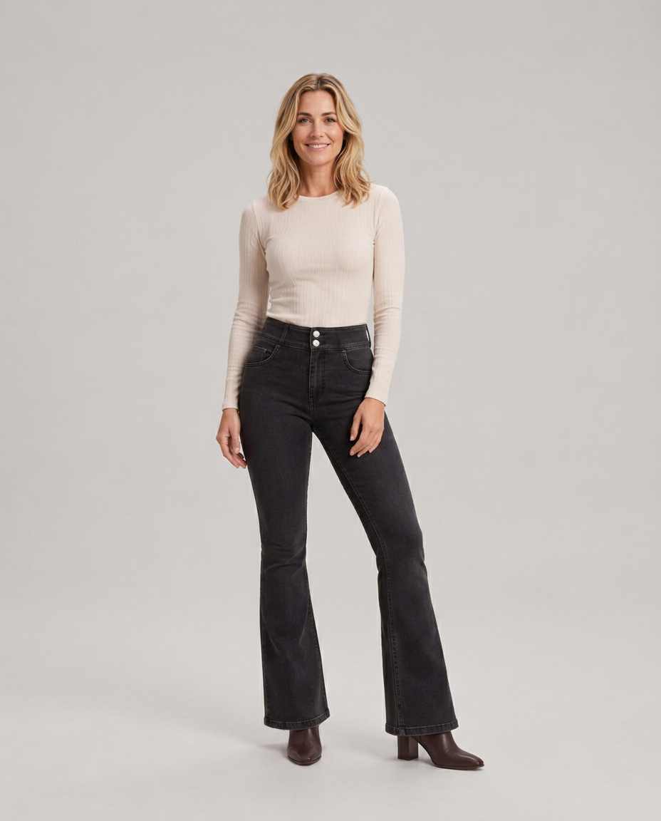 Cleona | Mid-Rise Flared Stretch Denim Jeans