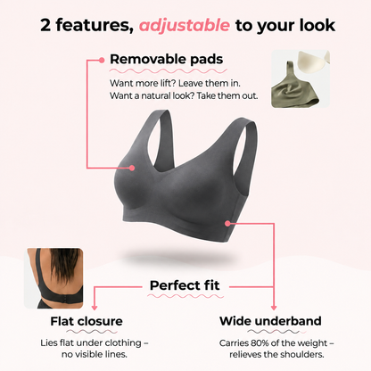 2 Features customisable to your look - removable pads and wide underband