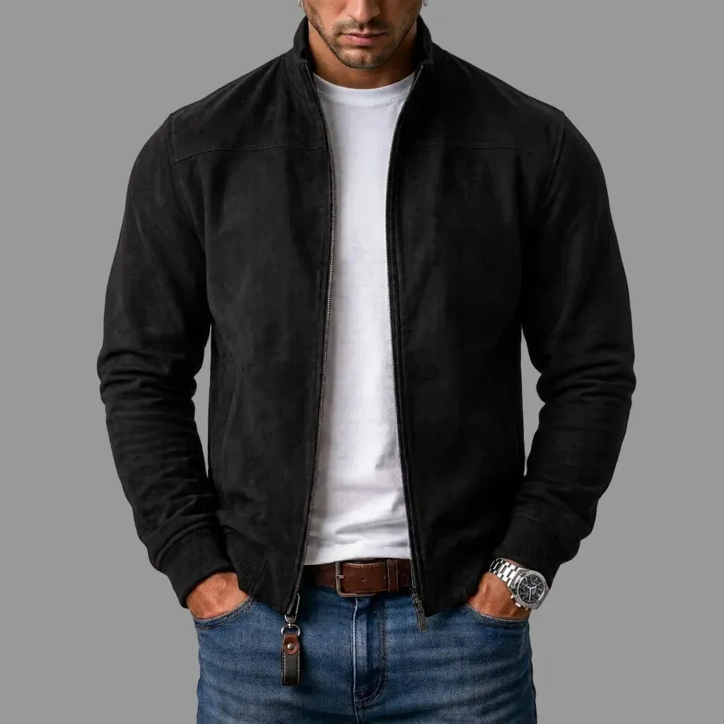 DELVANI |Suede Bomber Jacket