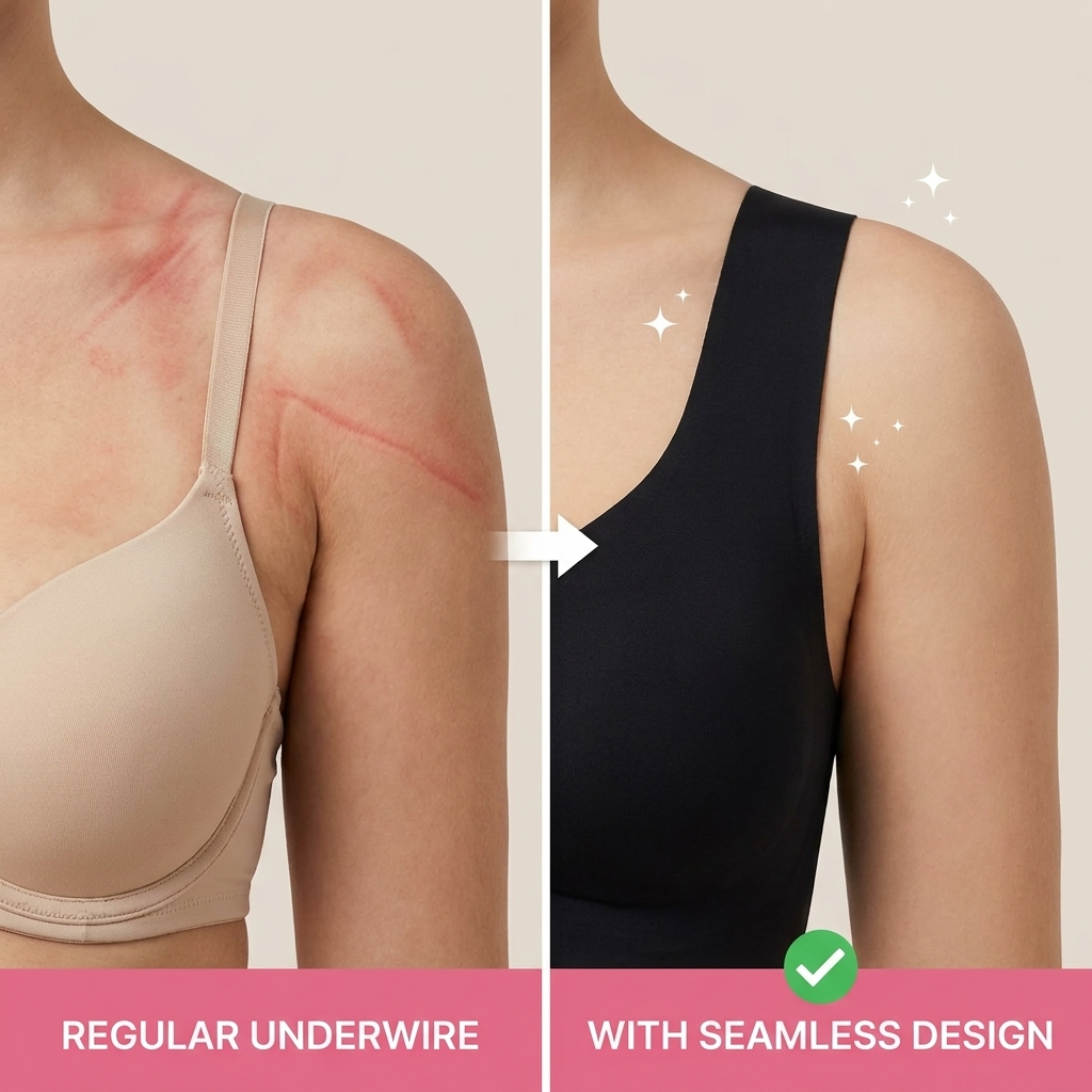 Regular underwire vs seamless design - shoulder comparison
