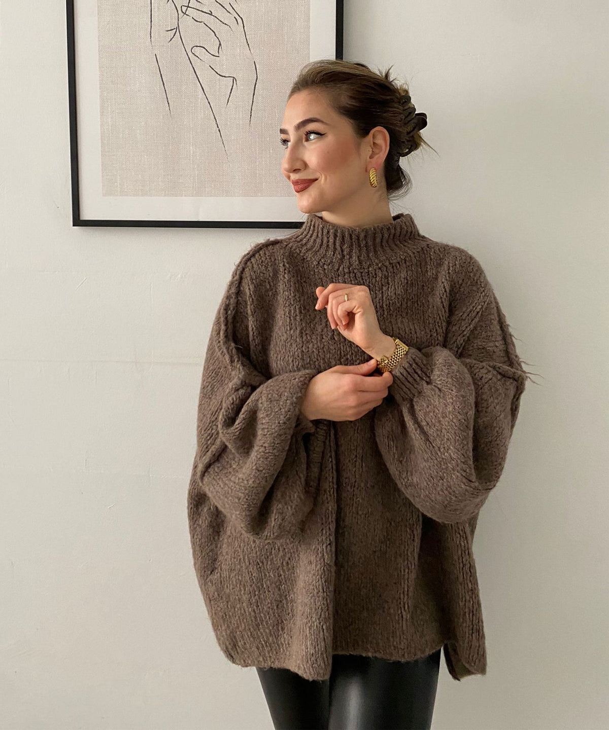 Oversized pullover “Nata” in brown