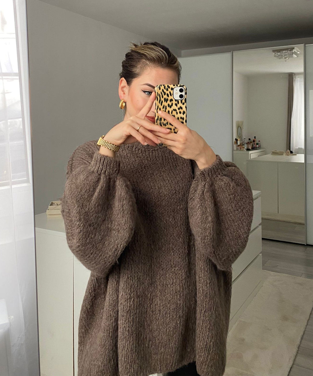 Oversized pullover “Nata” in brown