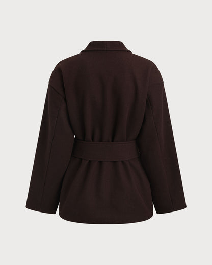 Coffee Belted Shawl Coat